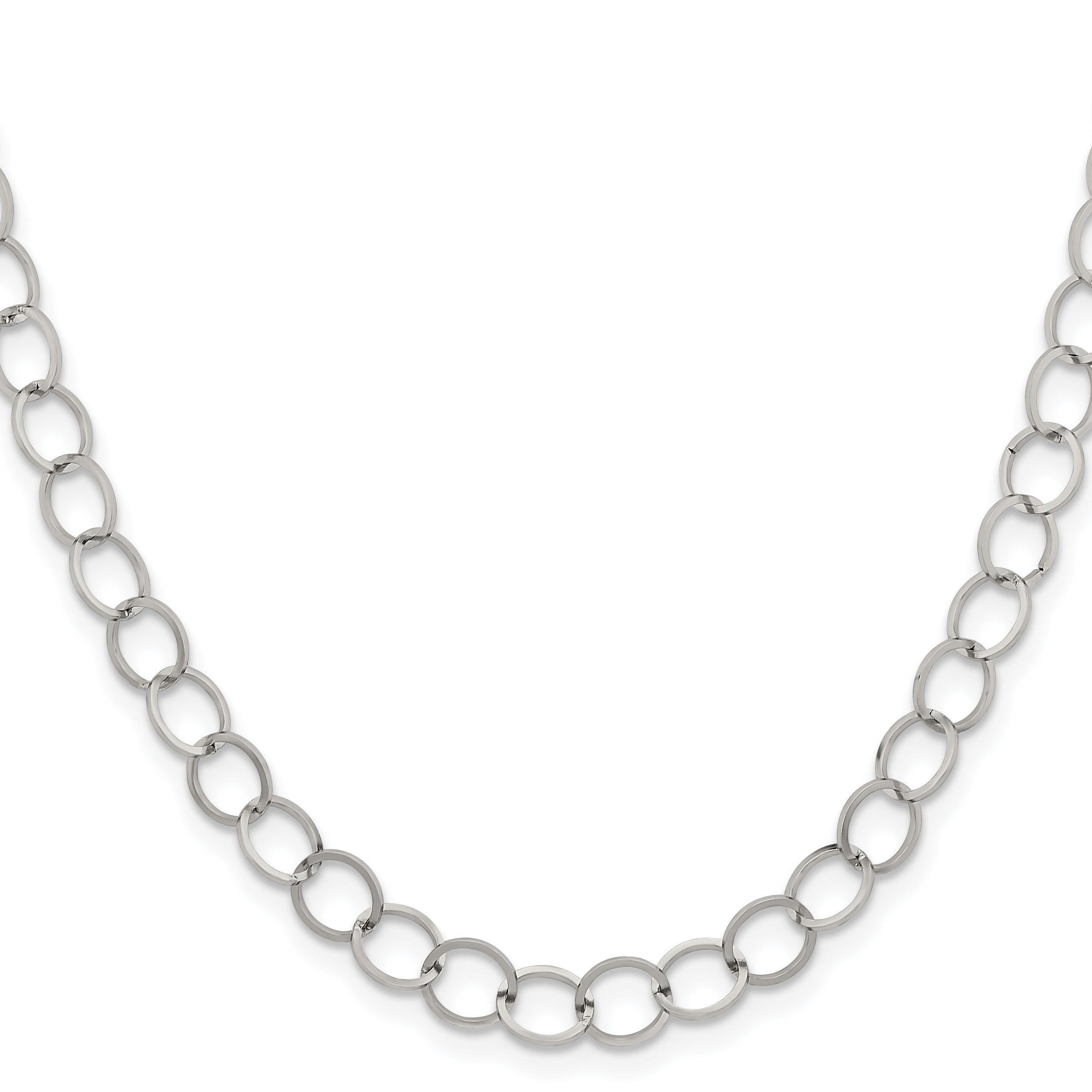 Stainless Steel Polished 8mm Circle Link 22in Necklace