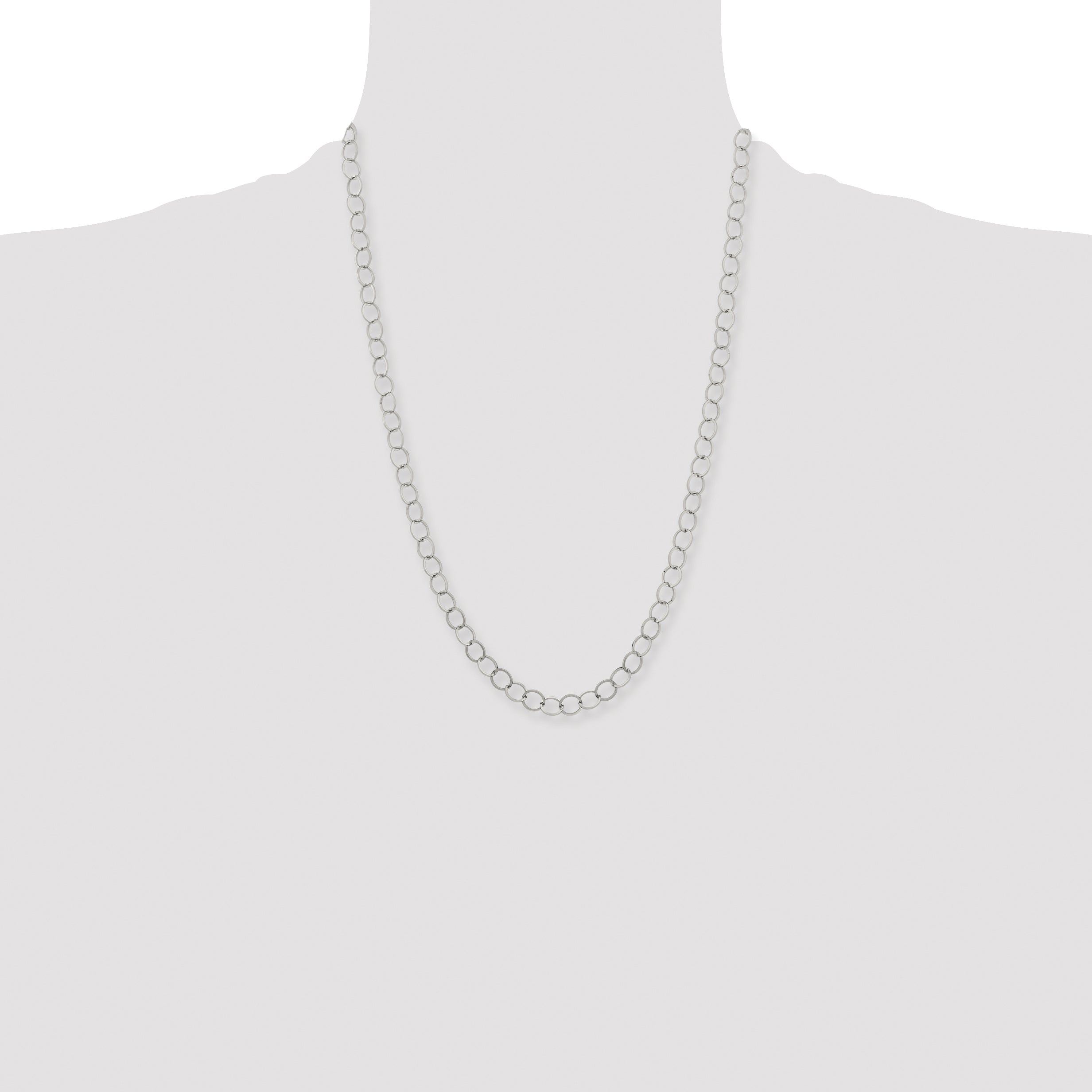 Stainless Steel Polished 8mm Circle Link 22in Necklace