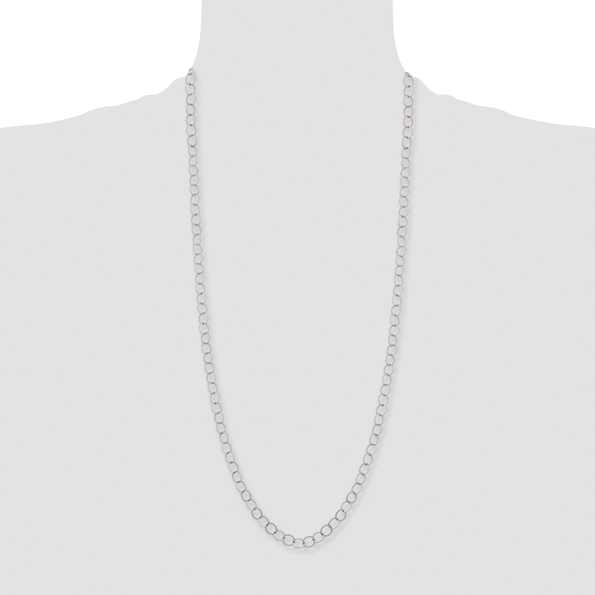 Stainless Steel Polished 8mm Circle Link 22in Necklace