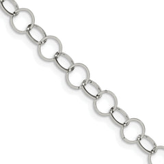 Stainless Steel Polished 8mm Circle Link 36in Necklace