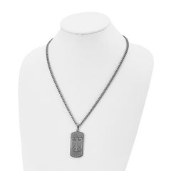 Chisel Stainless Steel Antiqued and Brushed Phoenix Dog Tag on a 22 inch Curb Chain Necklace