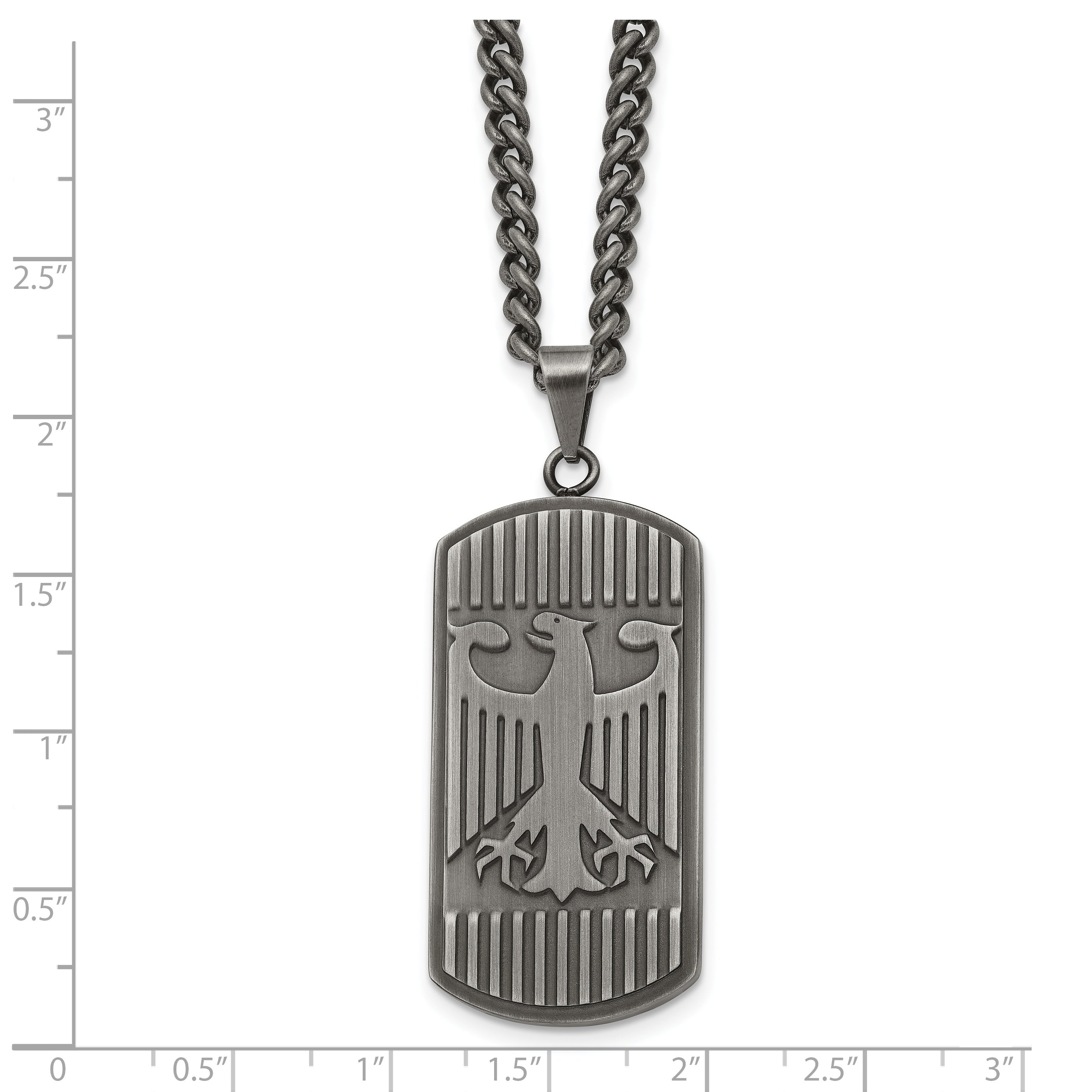 Chisel Stainless Steel Antiqued and Brushed Phoenix Dog Tag on a 22 inch Curb Chain Necklace