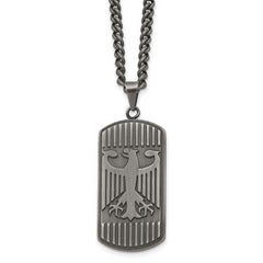 Chisel Stainless Steel Antiqued and Brushed Phoenix Dog Tag on a 22 inch Curb Chain Necklace