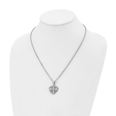 Chisel Stainless Steel Brushed and Polished Cross Shield Pendant on a 20 inch Cable Chain Necklace