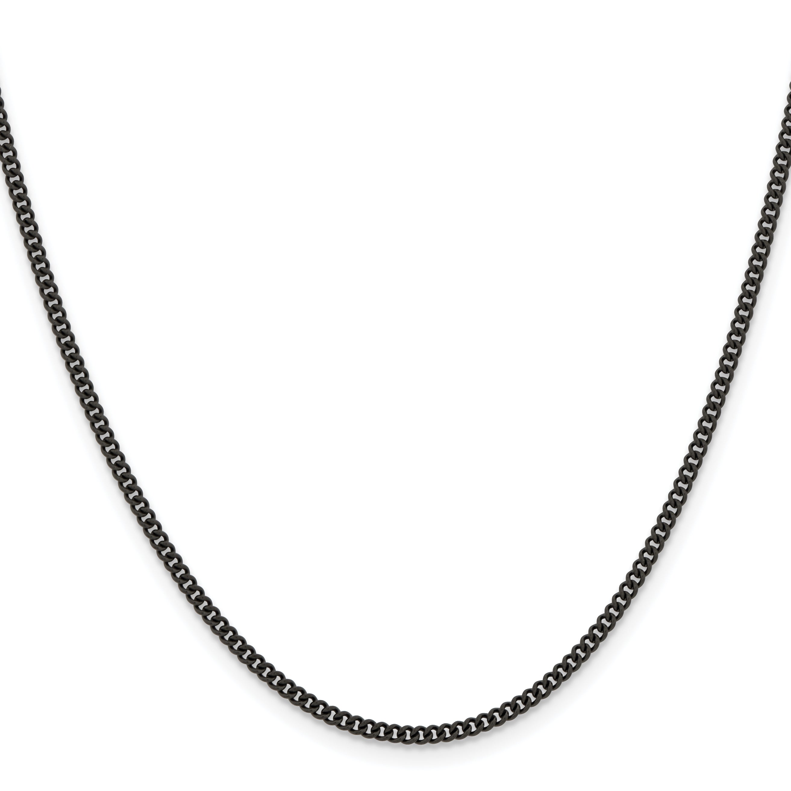 Chisel Stainless Steel Polished Black IP-plated 2.25mm 16 inch Round Curb Chain