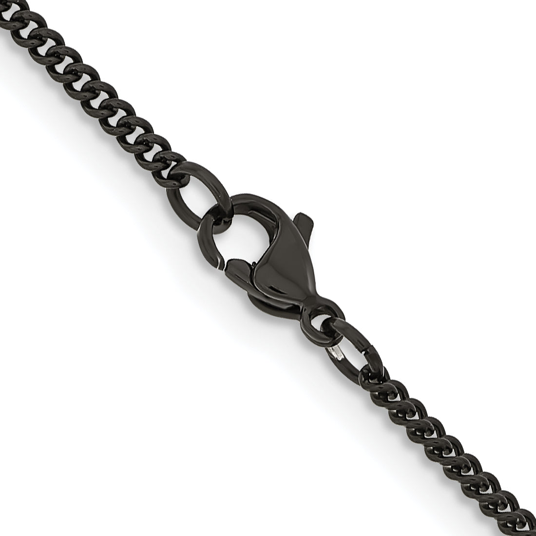 Chisel Stainless Steel Polished Black IP-plated 2.25mm 16 inch Round Curb Chain