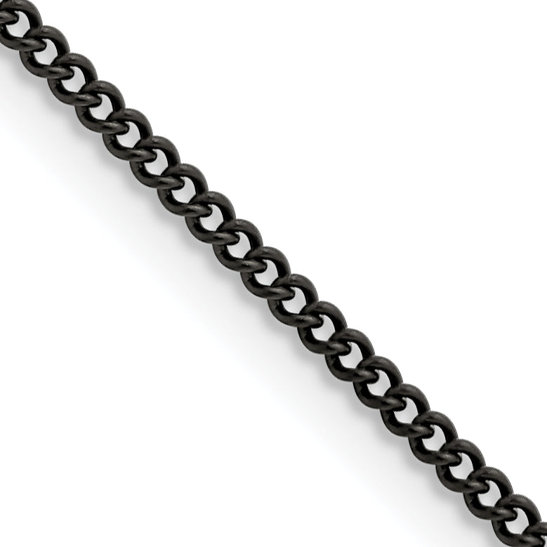 Chisel Stainless Steel Polished Black IP-plated 2.25mm 30 inch Round Curb Chain