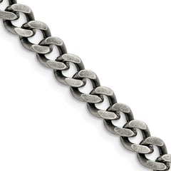 Chisel Stainless Steel Oxidized 7.5mm 24 inch Curb Chain