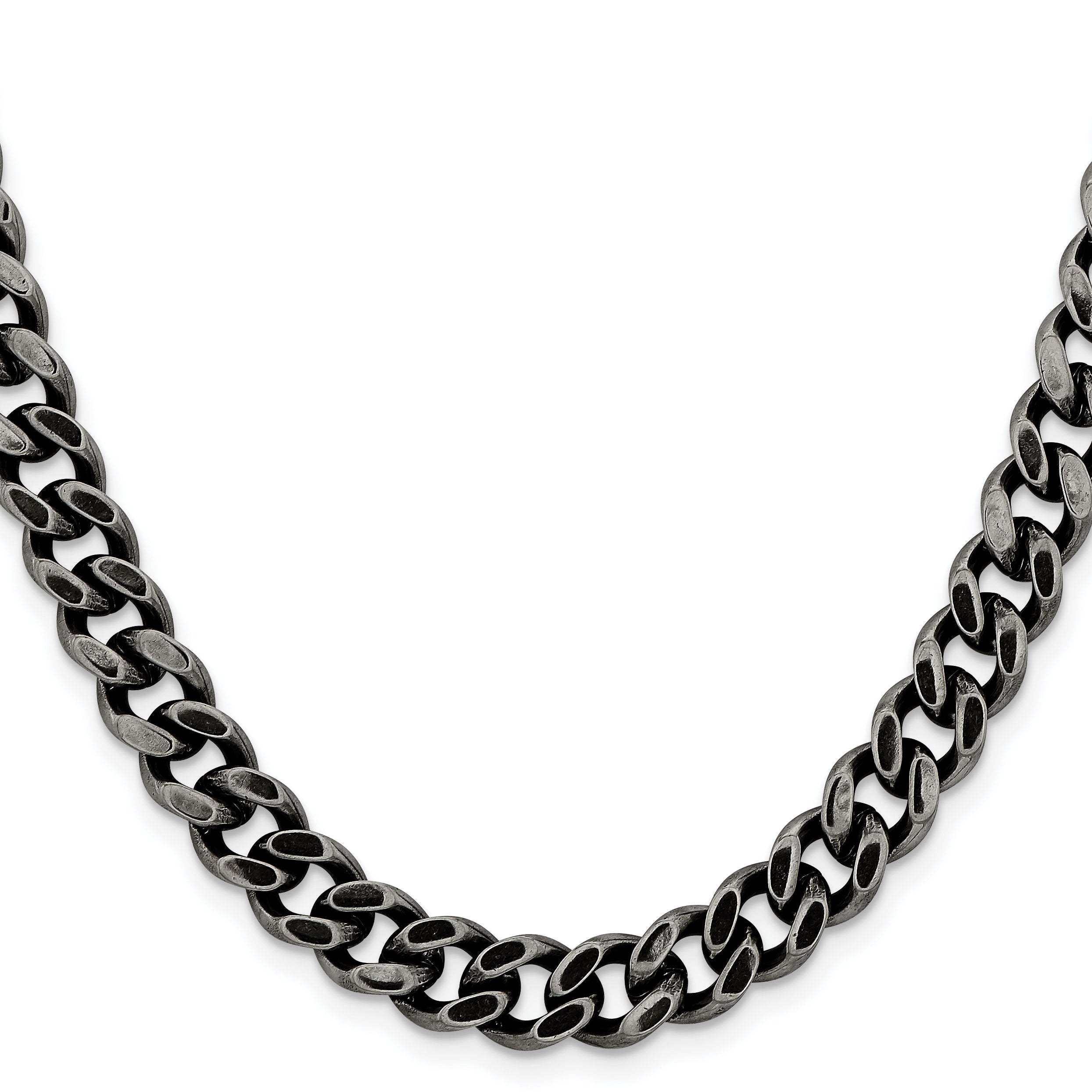 Chisel Stainless Steel Oxidized 9.25mm 20 inch Curb Chain