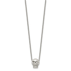 Stainless Steel Polished Skull 16in Necklace