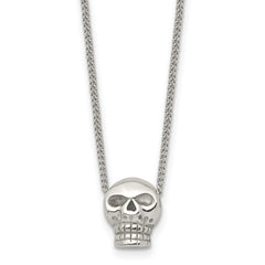 Stainless Steel Polished Skull 16in Necklace