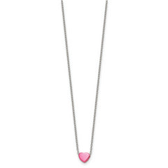 Chisel Stainless Steel Polished Pink IP-plated Heart on a 16 inch Cable Chain Necklace