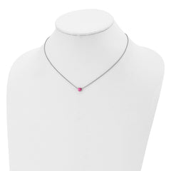 Chisel Stainless Steel Polished Pink IP-plated Heart on a 16 inch Cable Chain Necklace