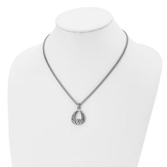 Chisel Stainless Steel Antiqued and Polished Claddagh Pendant on an 18 inch Curb Chain Necklace