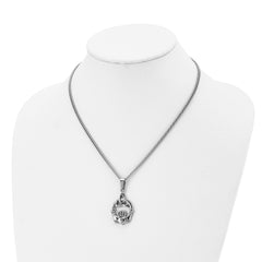 Chisel Stainless Steel Polished Trinity Knot and Claddagh Pendant on an 18 inch Curb Chain Necklace