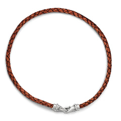 Chisel Stainless Steel Polished Woven Brown Leather 19.5 inch Necklace