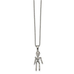 Chisel Stainless Steel Polished Moveable Skeleton Pendant on a 22 inch Ball Chain Necklace