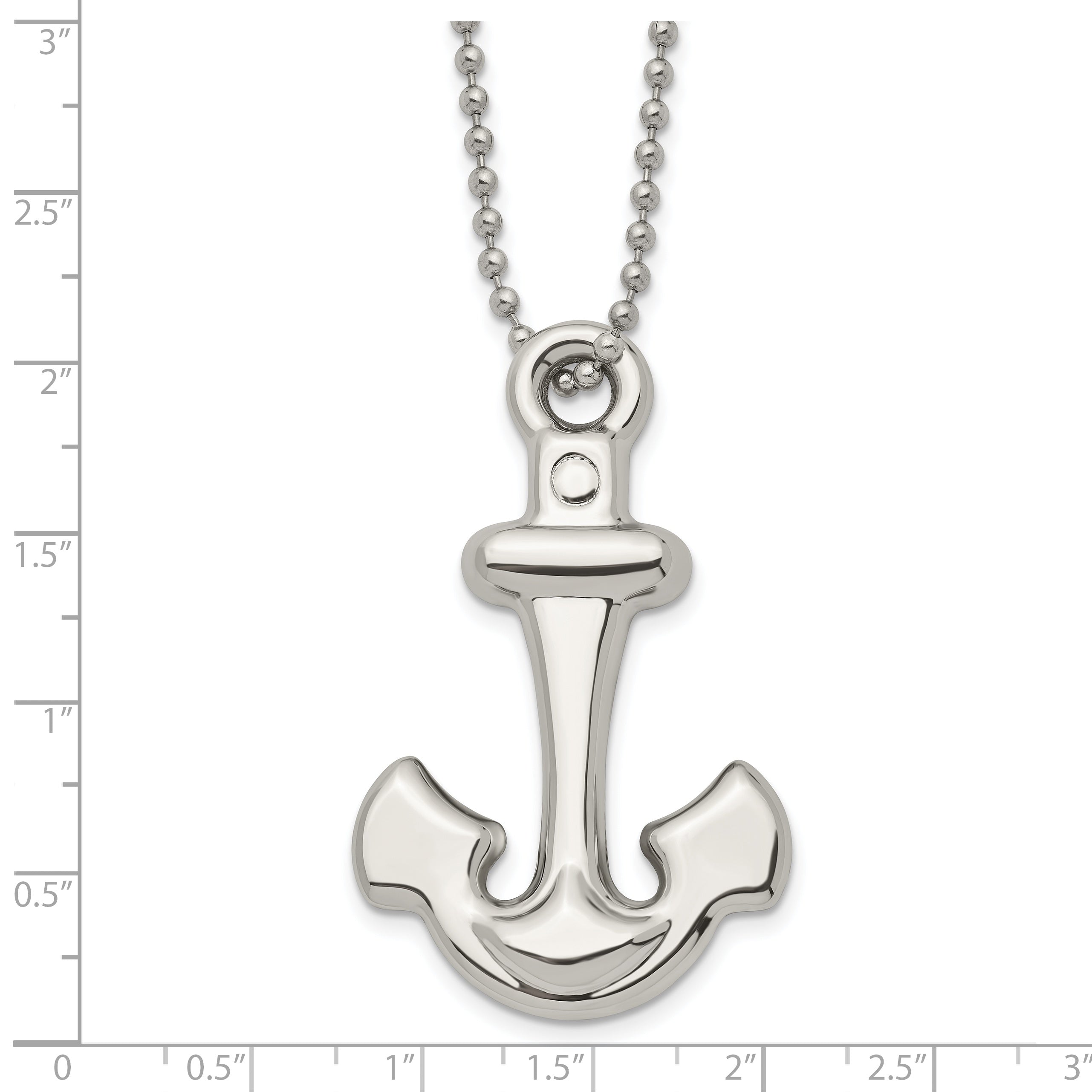 Chisel Stainless Steel Polished Hollow Anchor Pendant on a 22 inch Ball Chain Necklace