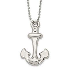 Chisel Stainless Steel Polished Hollow Anchor Pendant on a 22 inch Ball Chain Necklace