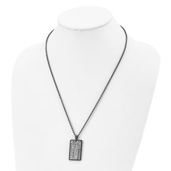 Chisel Stainless Steel Brushed and Polished Black IP-plated Power and Passion Pendant on a 22 inch Cable Chain Necklace