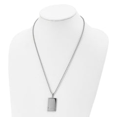 Chisel Stainless Steel Polished with CZ Dog Tag on a 22 inch Ball Chain Necklace