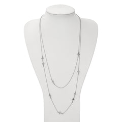 Stainless Steel Two Strand Cross 30in Necklace