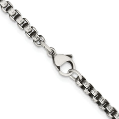 Chisel Stainless Steel Antiqued and Polished 3.9mm 16 inch Rounded Box Chain