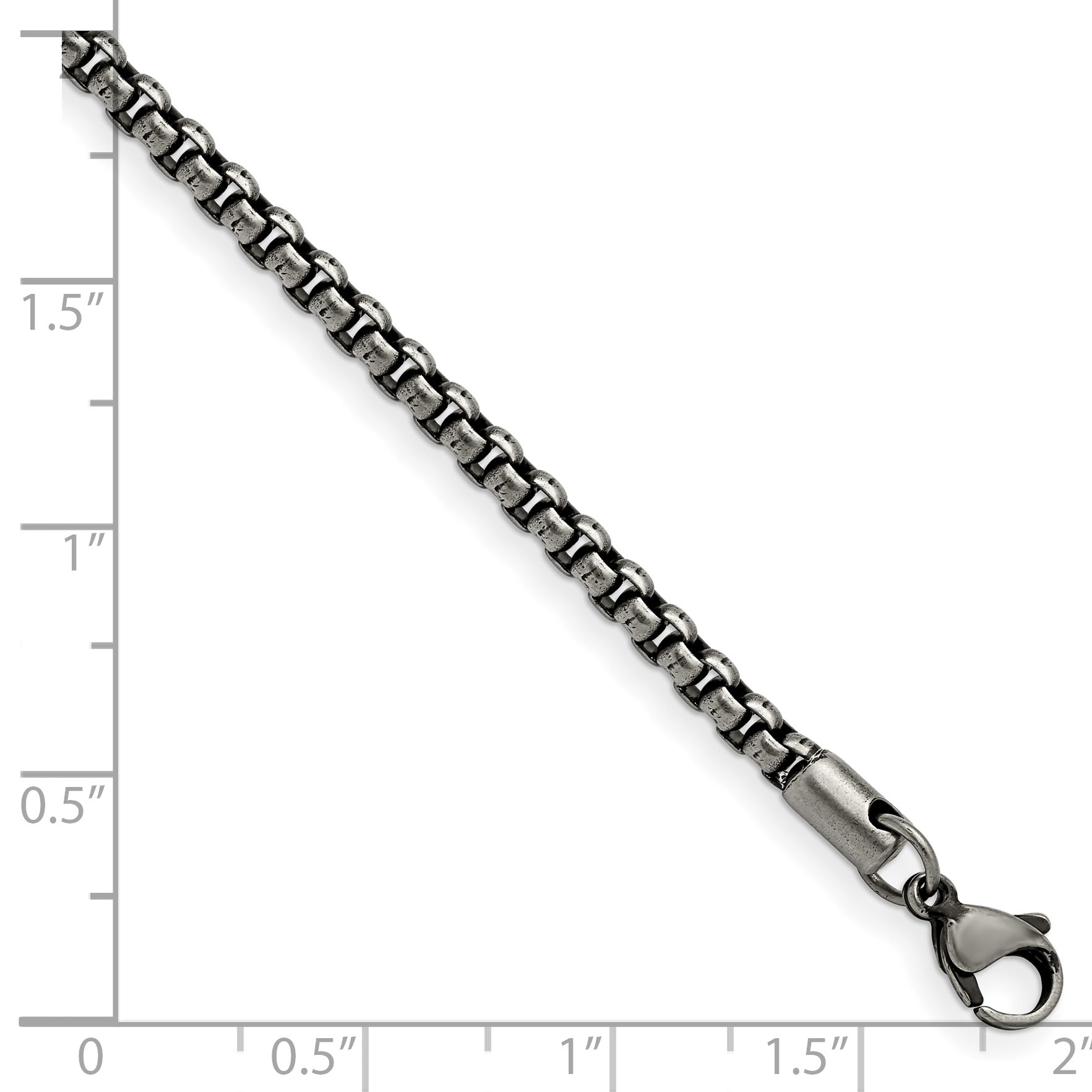 Chisel Stainless Steel Antiqued and Polished 3.9mm 8.5 inch Rounded Box Chain