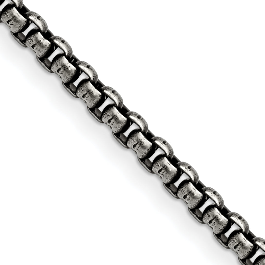 Chisel Stainless Steel Antiqued and Polished 3.9mm 30 inch Rounded Box Chain