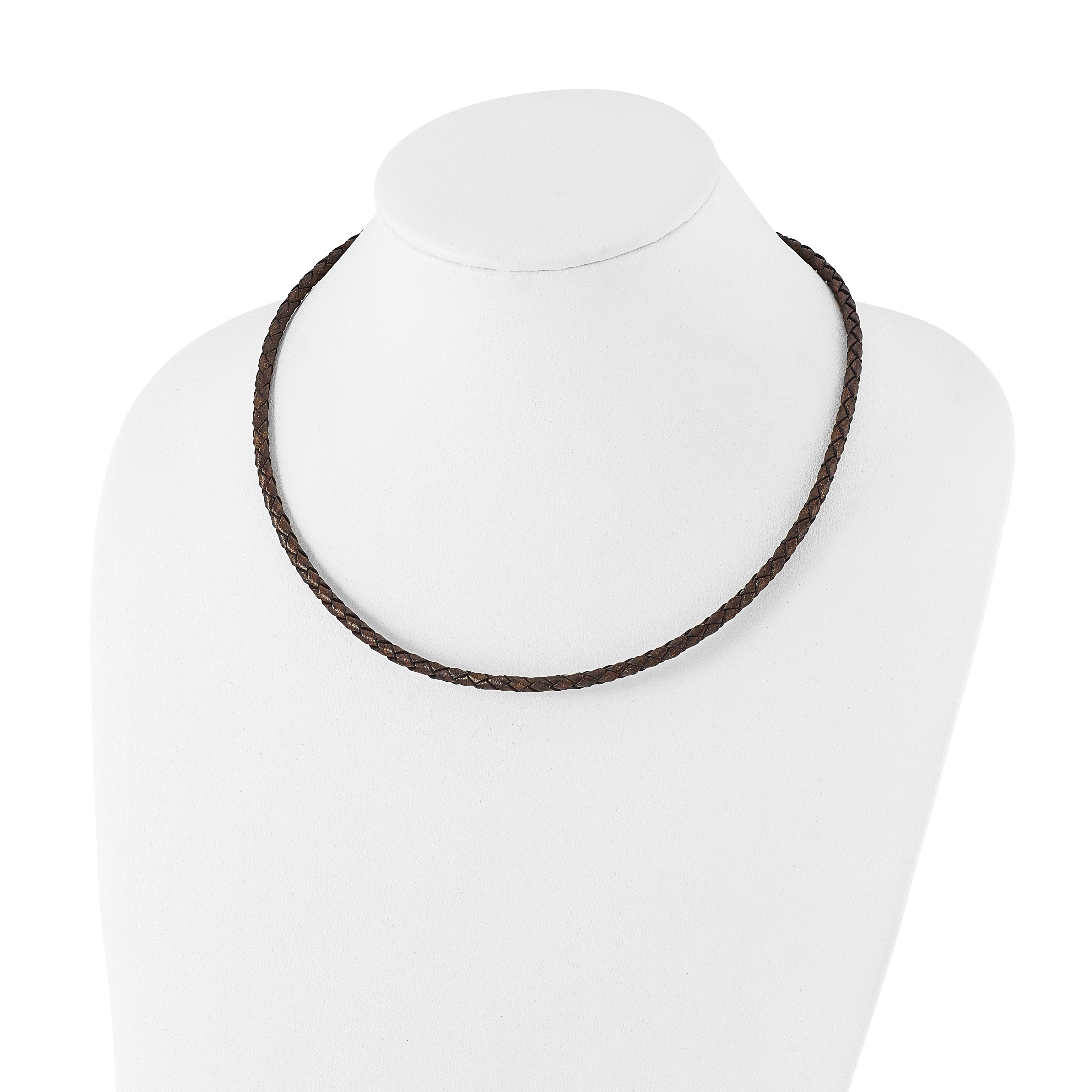 Chisel 4mm Genuine Leather Hexagon Weave 18 inch Necklace