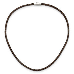 Chisel 4mm Genuine Leather Hexagon Weave 18 inch Necklace