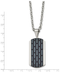 Stainless Steel Polished Black IP-plated Dog Tag 24in Necklace