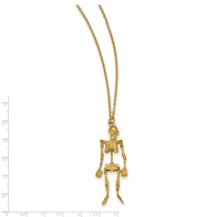 Stainless Steel Polished Yellow IP w/Crystal Skeleton w/2in ext Necklace