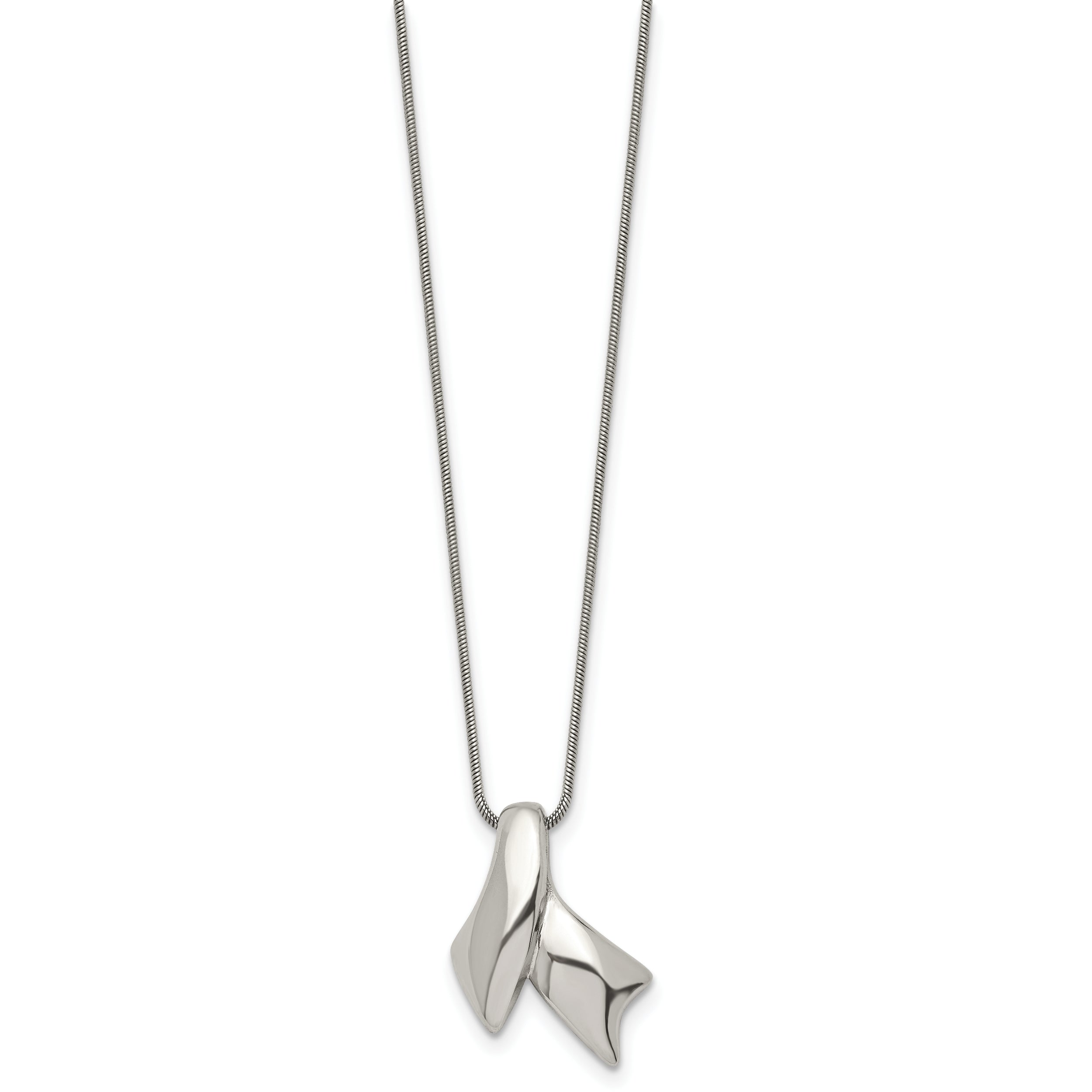 Stainless Steel Polished Awareness Ribbon 20in Necklace