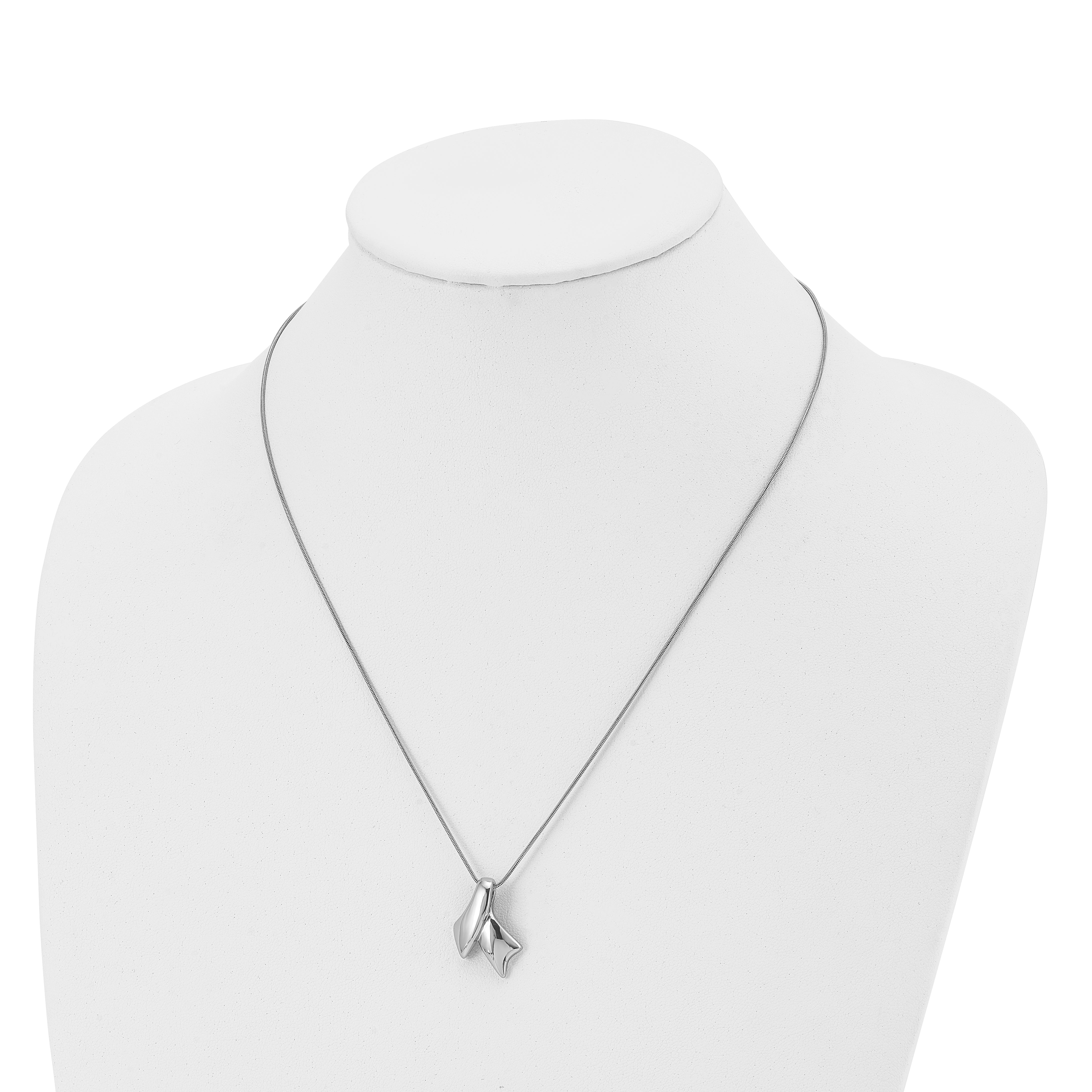 Stainless Steel Polished Awareness Ribbon 20in Necklace