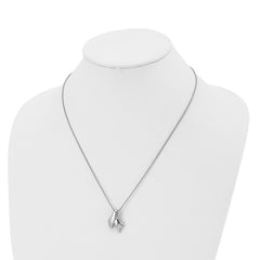 Stainless Steel Polished Awareness Ribbon 20in Necklace