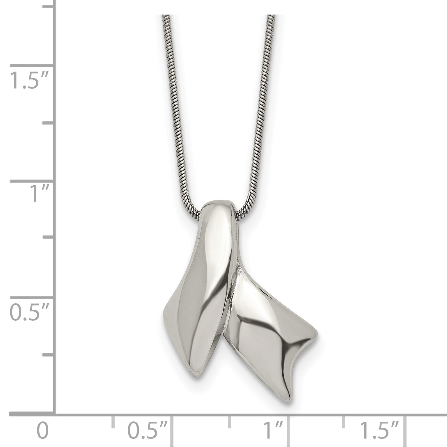 Stainless Steel Polished Awareness Ribbon 20in Necklace