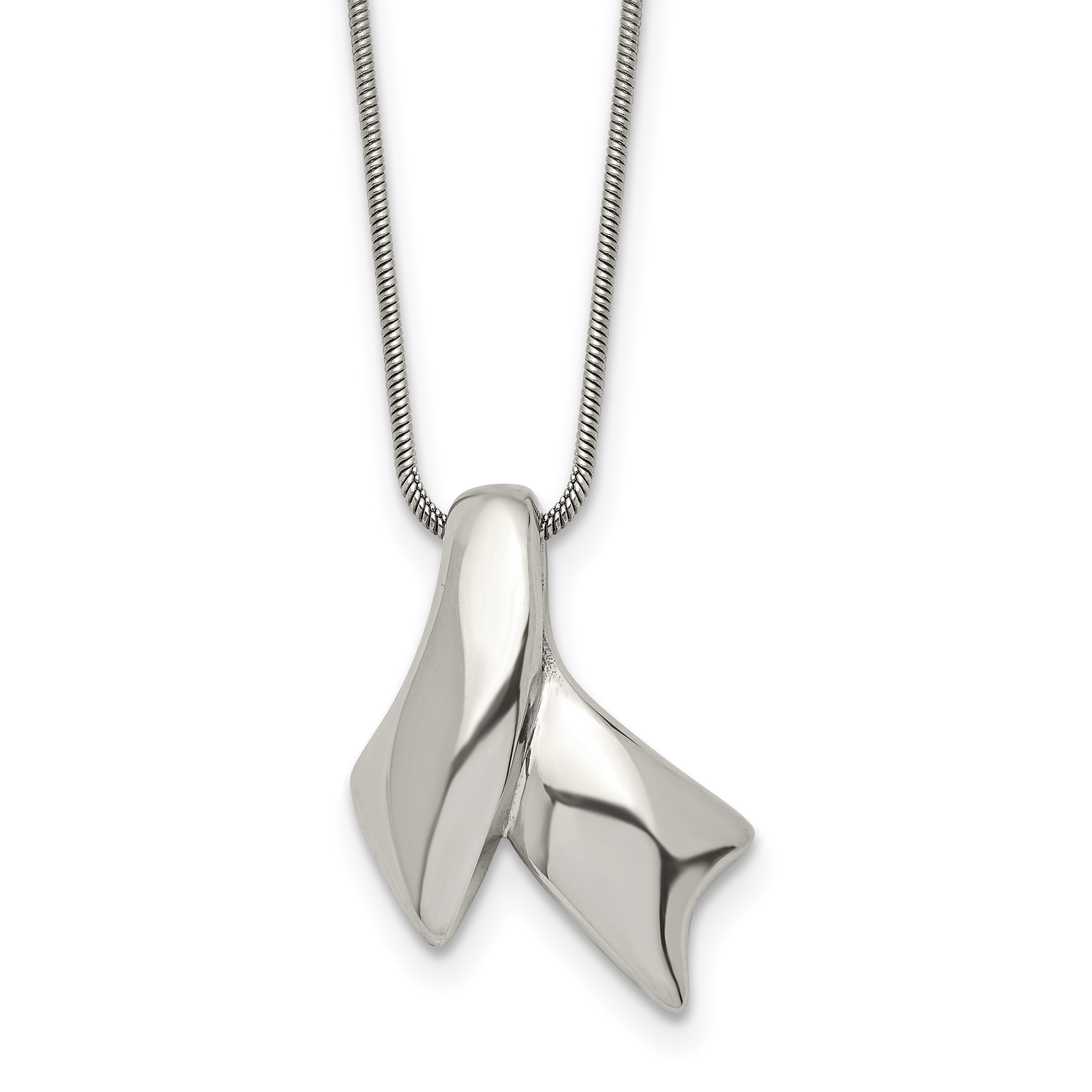 Stainless Steel Polished Awareness Ribbon 20in Necklace