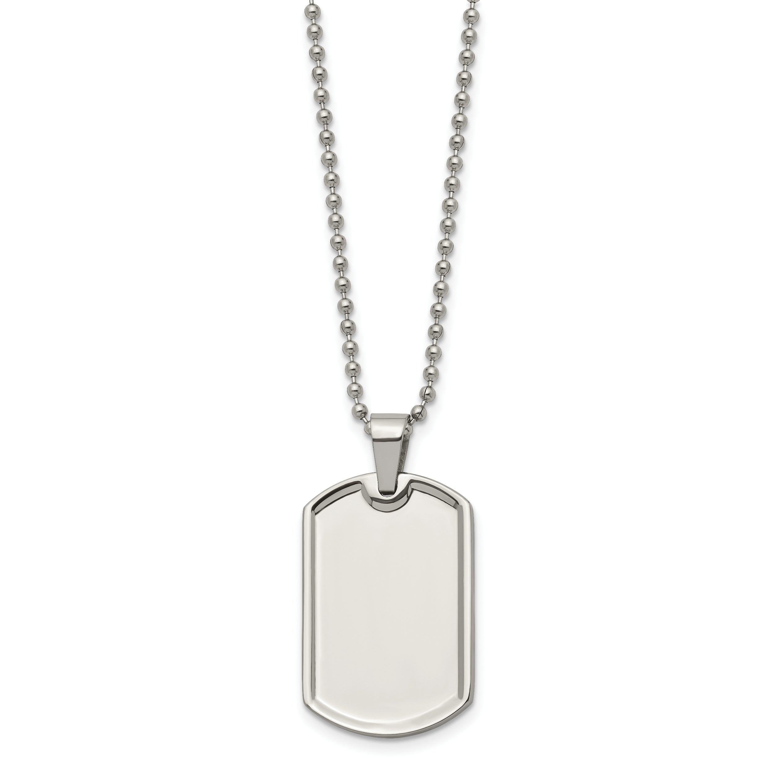 Chisel Stainless Steel Polished Dog Tag on a 20 inch Ball Chain Necklace