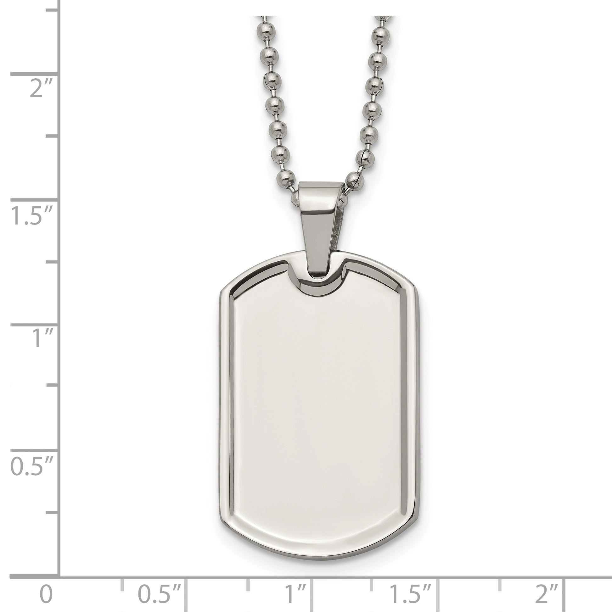 Chisel Stainless Steel Polished Dog Tag on a 20 inch Ball Chain Necklace