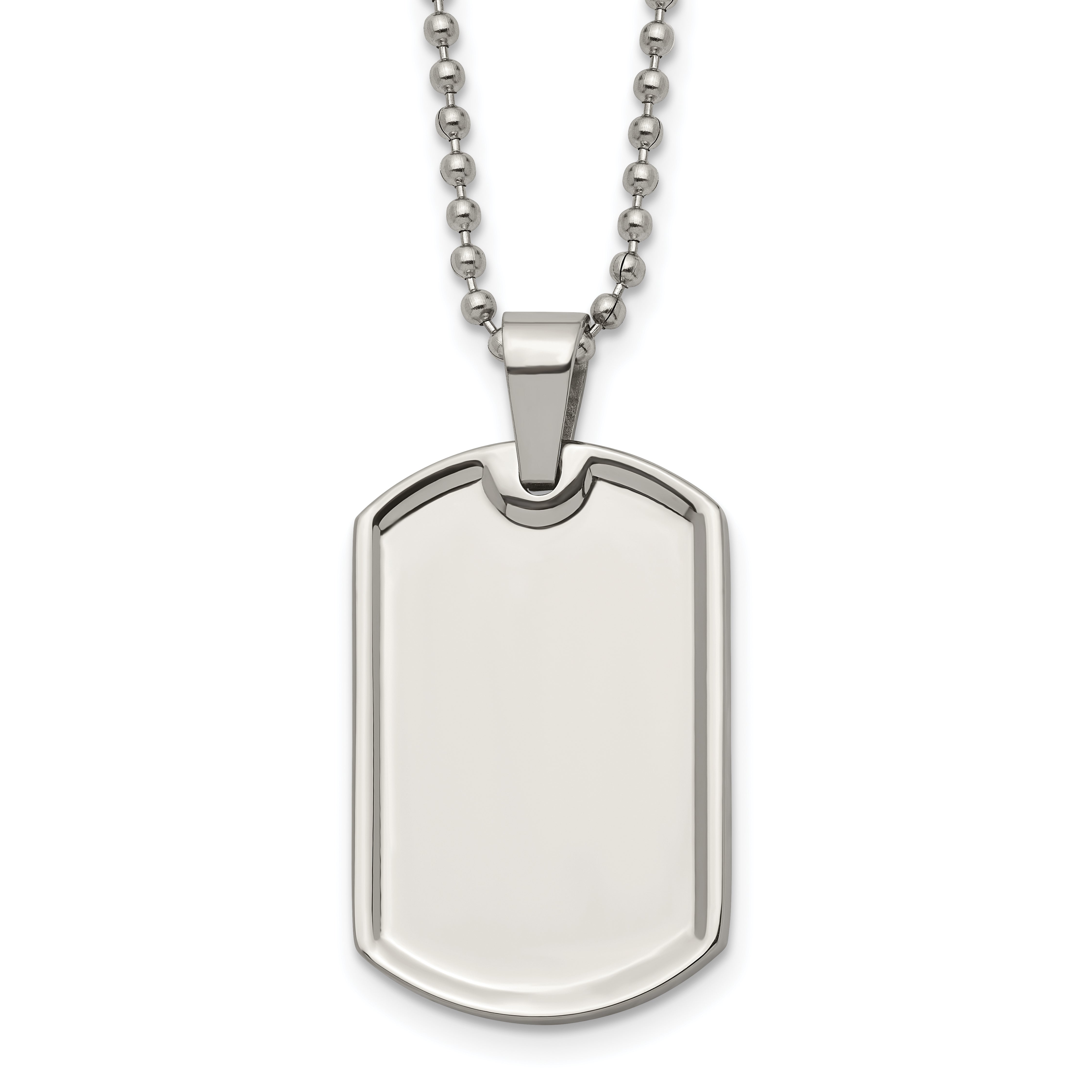 Chisel Stainless Steel Polished Dog Tag on a 20 inch Ball Chain Necklace