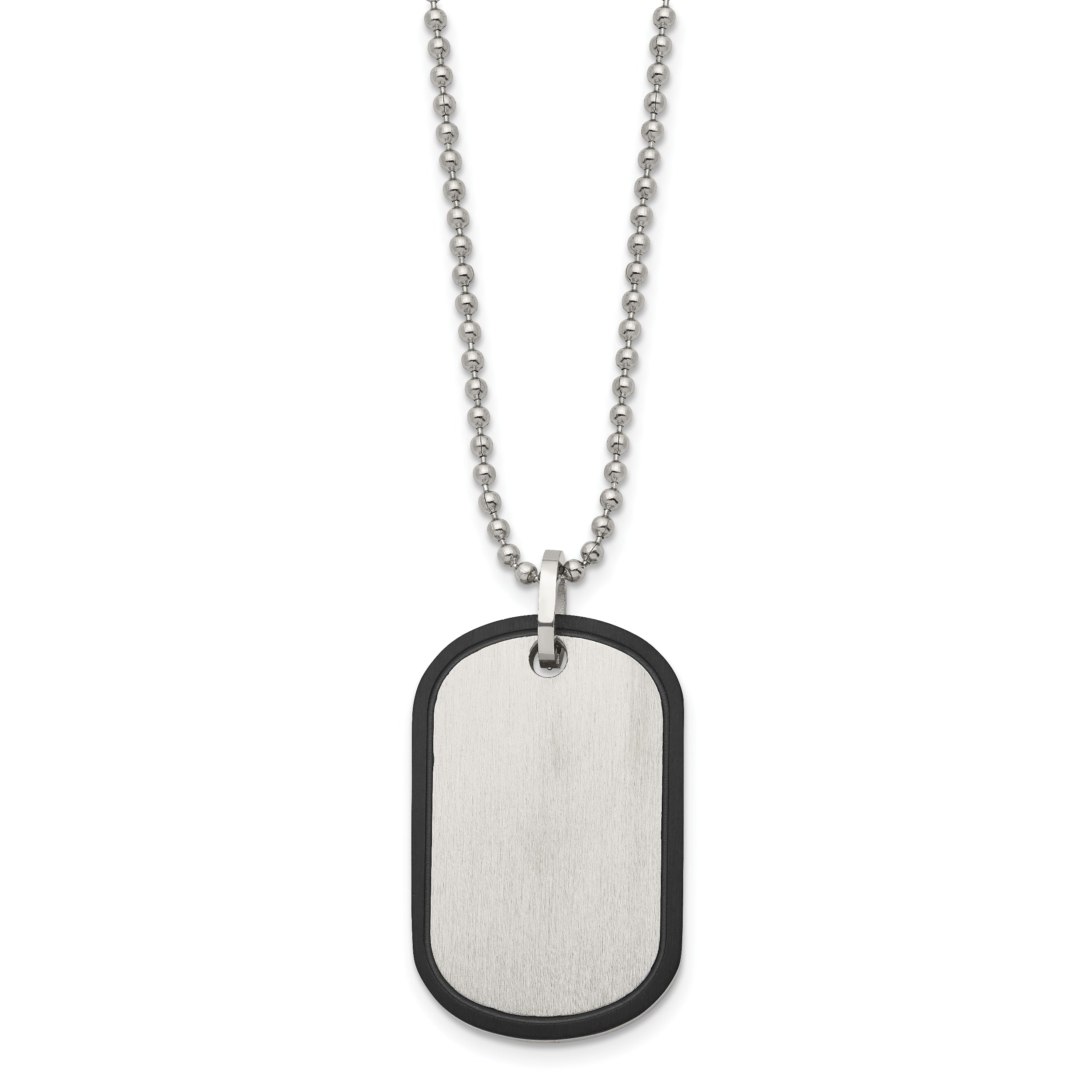 Chisel Stainless Steel Brushed Black IP-plated Edge Dog Tag on a 22 inch Ball Chain Necklace