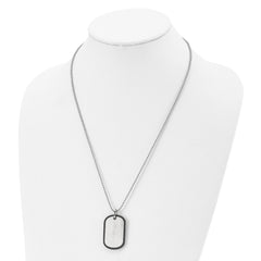 Chisel Stainless Steel Brushed Black IP-plated Edge Dog Tag on a 22 inch Ball Chain Necklace