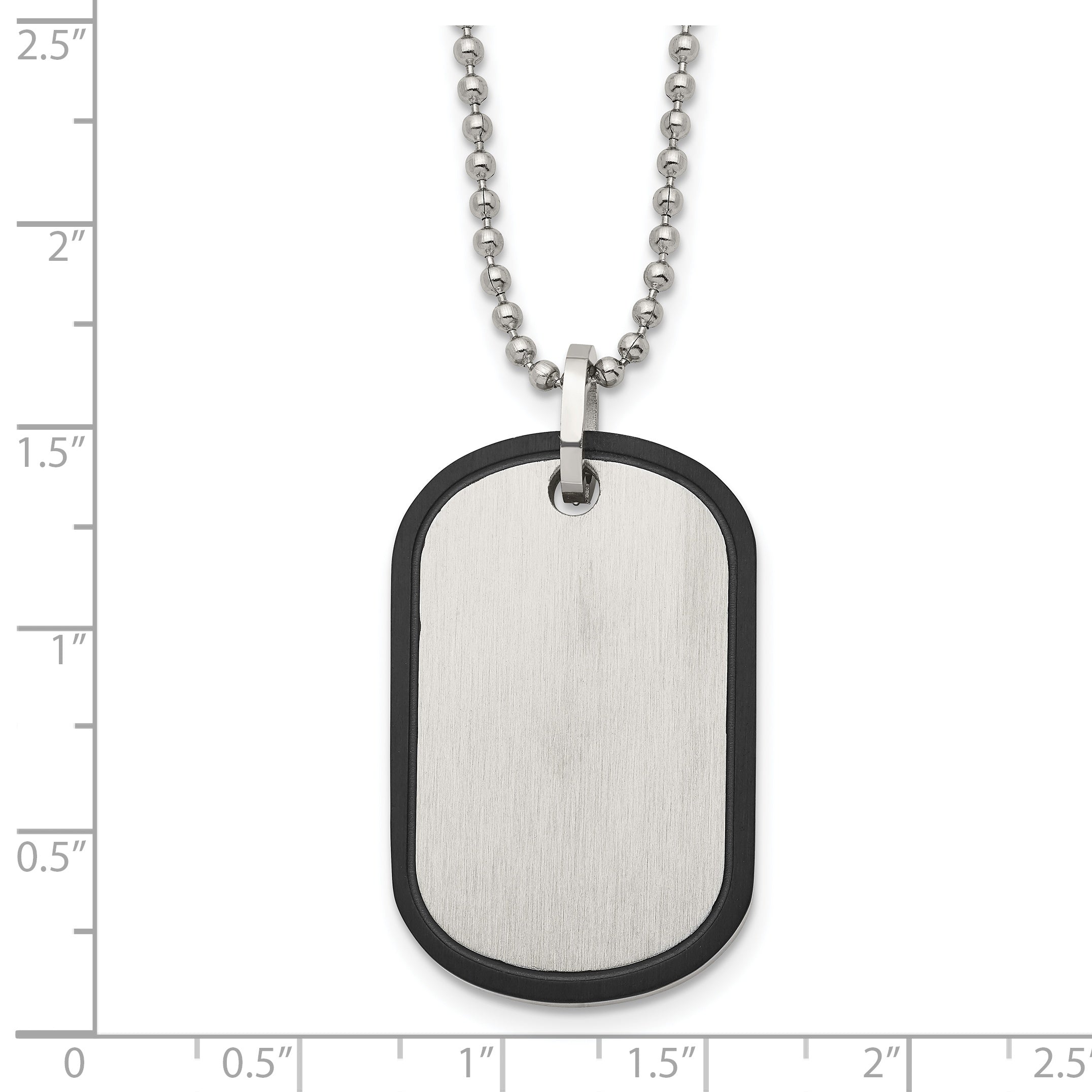 Chisel Stainless Steel Brushed Black IP-plated Edge Dog Tag on a 22 inch Ball Chain Necklace