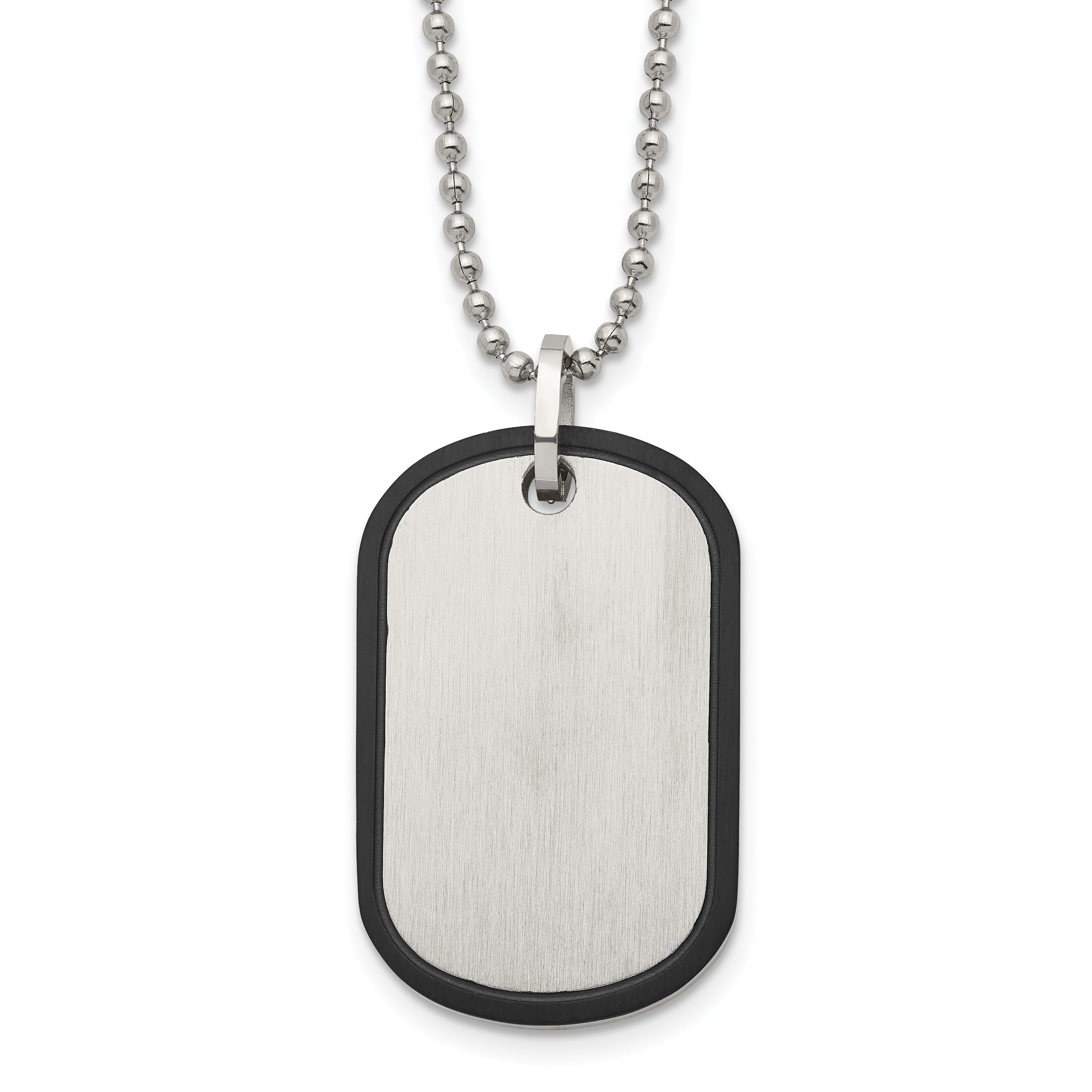 Chisel Stainless Steel Brushed Black IP-plated Edge Dog Tag on a 22 inch Ball Chain Necklace