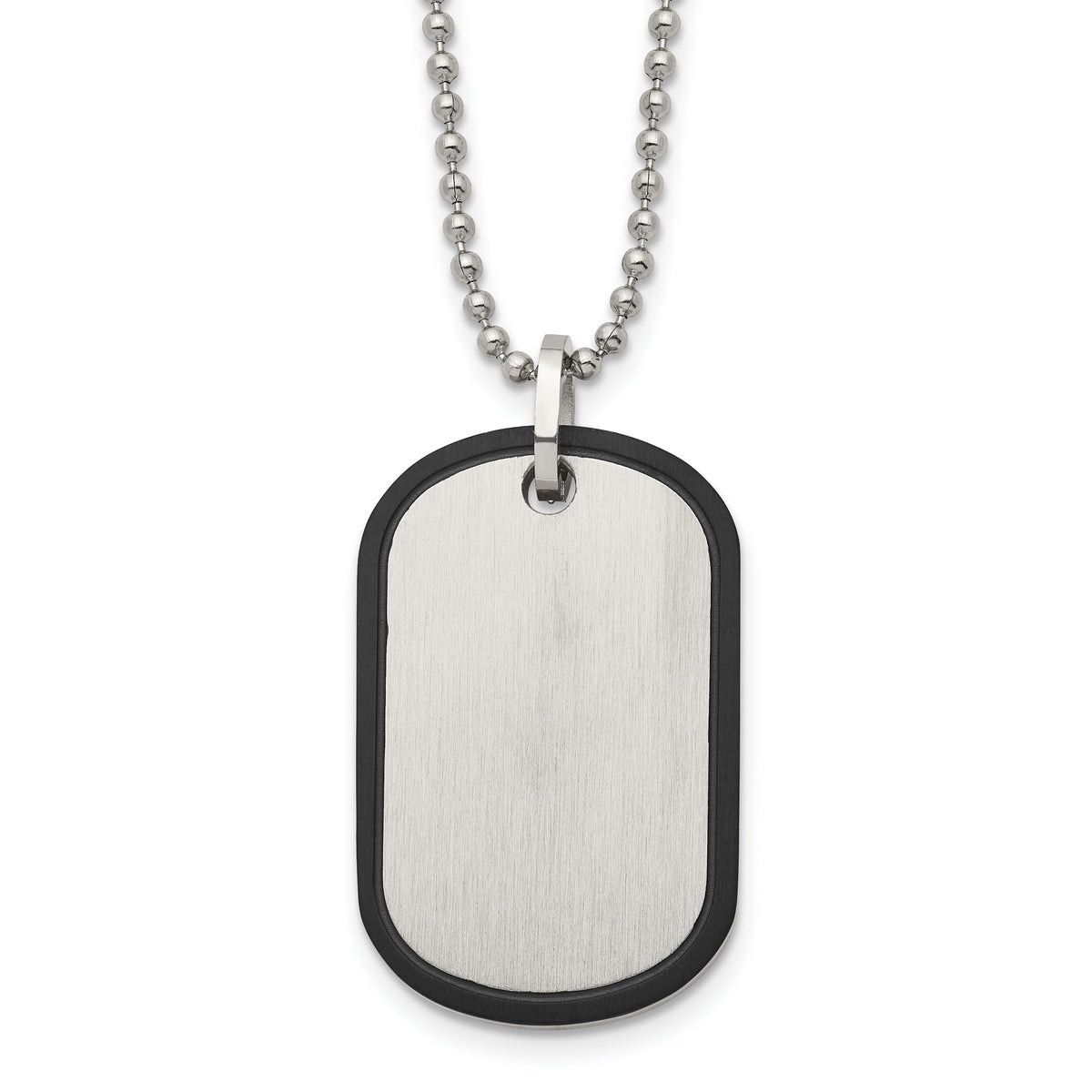 Chisel Stainless Steel Brushed Black IP-plated Edge Dog Tag on a 22 inch Ball Chain Necklace