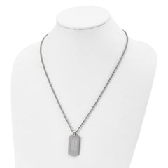 Chisel Stainless Steel Polished with CZ Dog Tag on a 22 inch Rope Chain Necklace