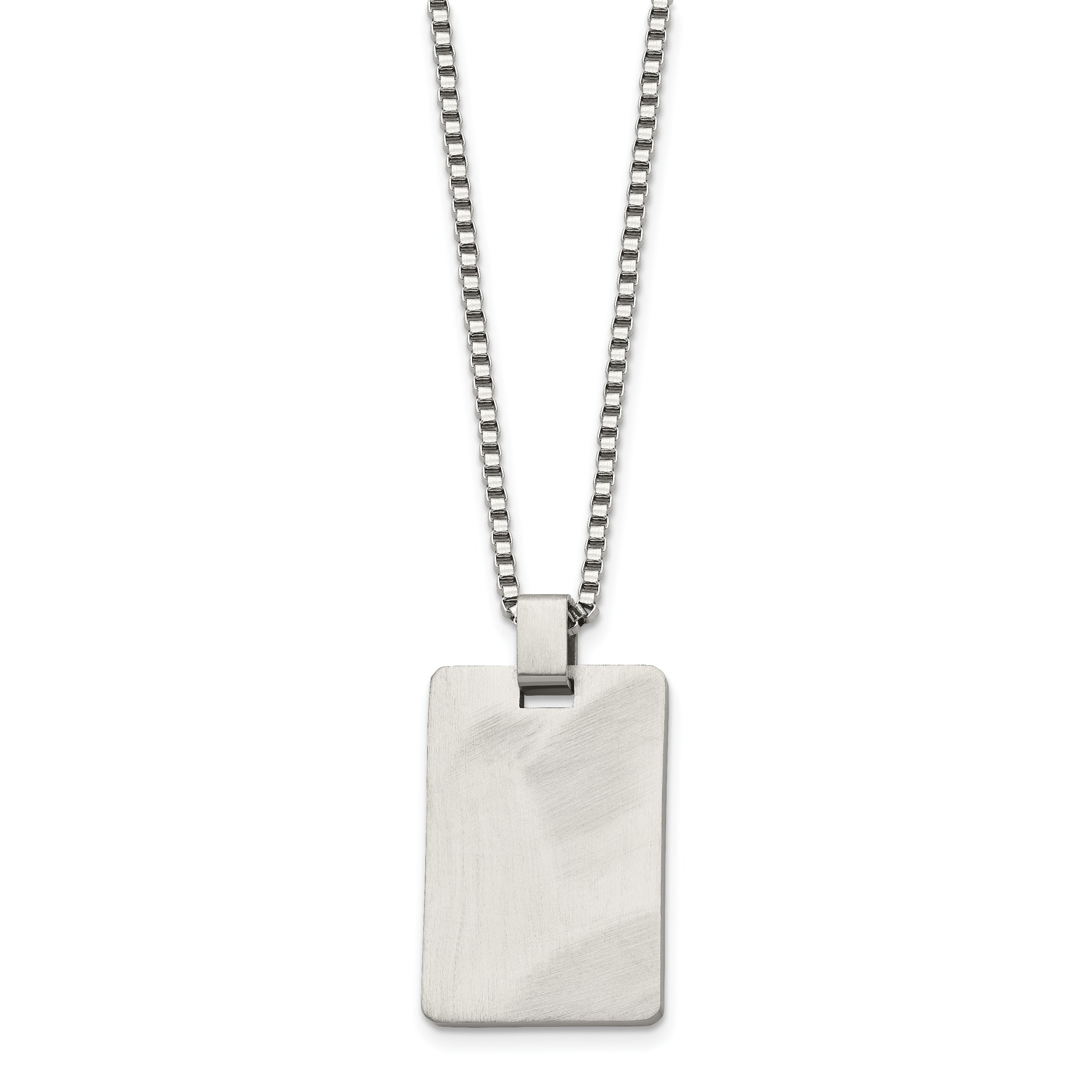 Stainless Steel Brushed Rectangle Dog Tag 22in Necklace