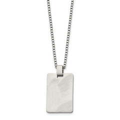 Stainless Steel Brushed Rectangle Dog Tag 22in Necklace