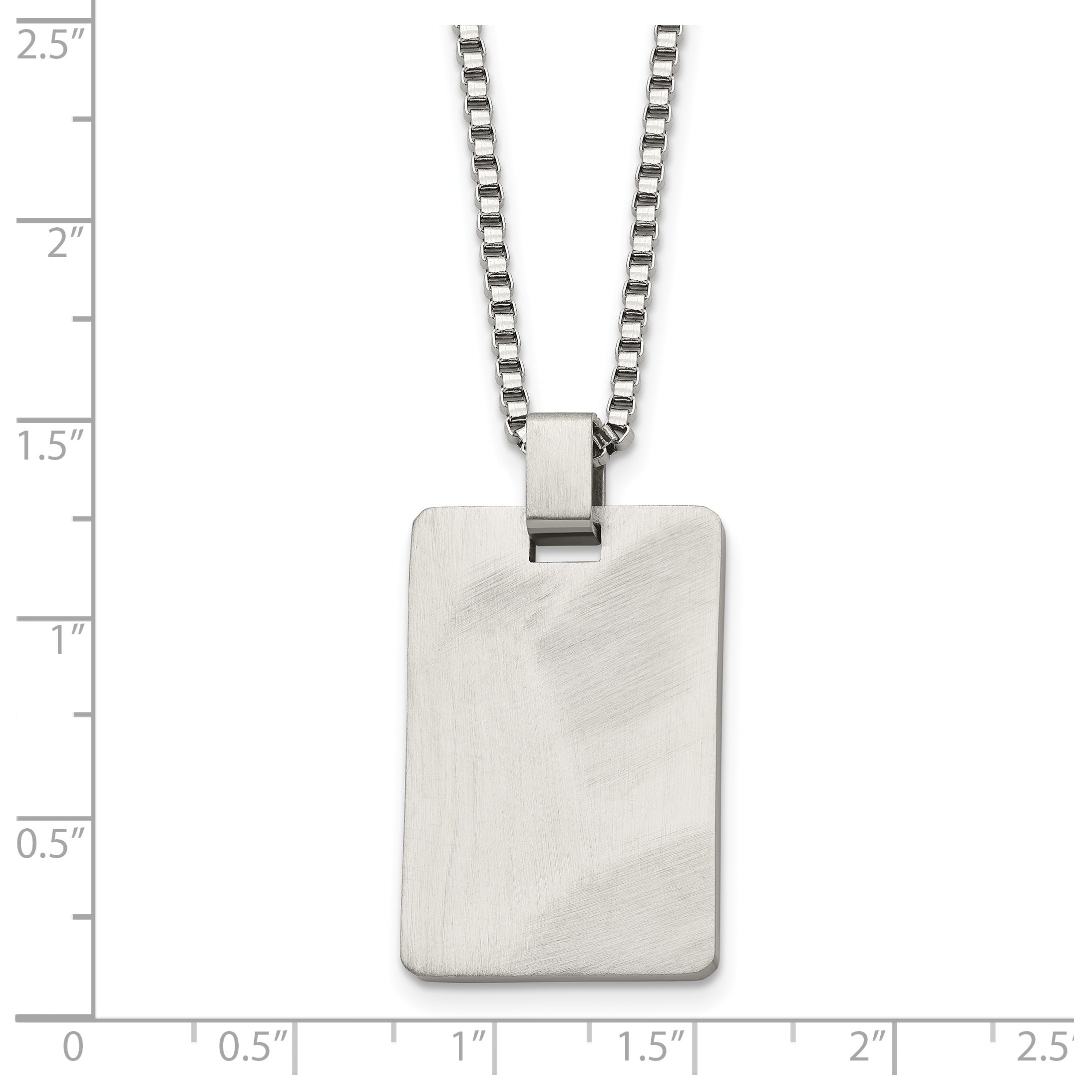 Stainless Steel Brushed Rectangle Dog Tag 22in Necklace